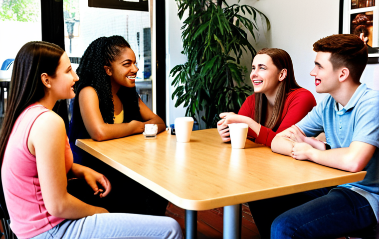 ** A diverse group of young adults having an open and comfortable conversation about sexual health, possibly in a modern, friendly setting like a cafe or community center.

**
