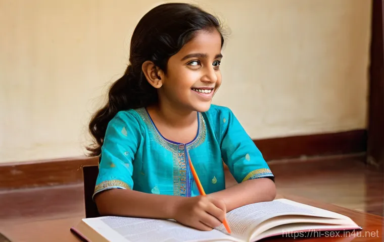 성교육과 성적 트라우마 - **Prompt:** A cheerful and curious Indian girl, around 9 years old, wearing comfortable, modest clot...