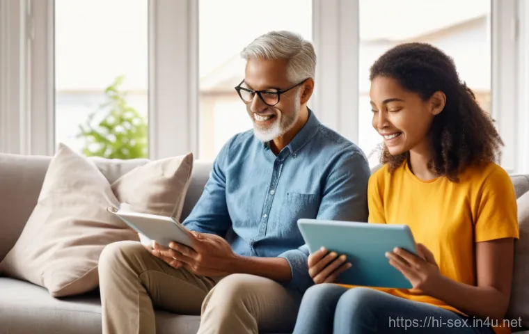 성교육과 성적 욕망의 사회적 영향 - **Prompt 1: Open Family Dialogue on Learning**
    "A cozy and well-lit living room scene. A mother ...