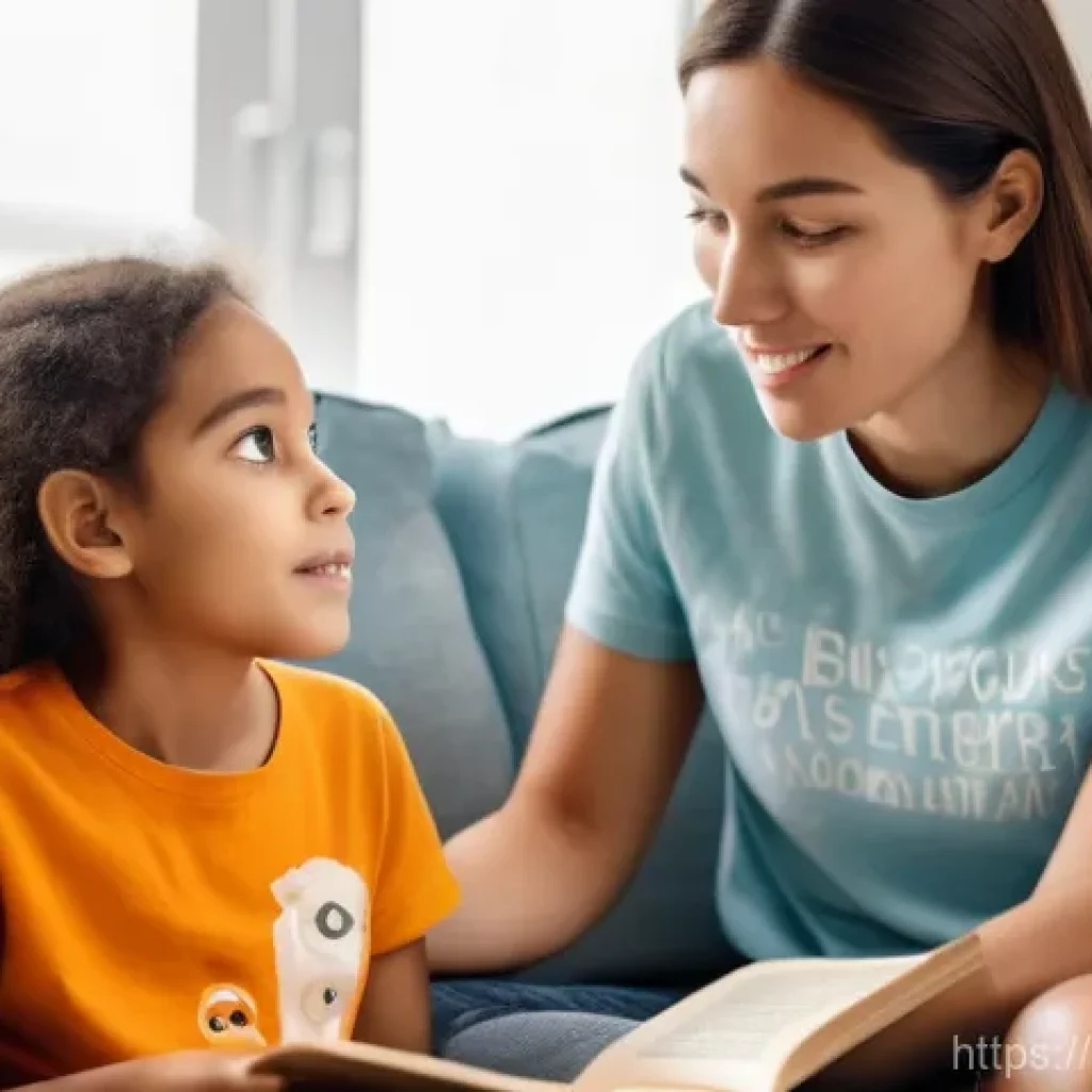 성교육과 미디어 속 성역할 - **Prompt:** A warm and inviting scene in a cozy living room. A mother, dressed in comfortable, modes...