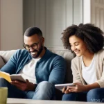 성교육과 성적 호기심 - **Prompt:** A warm and inviting scene depicting a diverse family (father, mother, a pre-teen daughte...