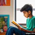 Home 17 성교육과 성적 욕구 조절 - A thoughtful teenage boy of Indian descent wearing casual, modest clothing and sitting in a bright, ...