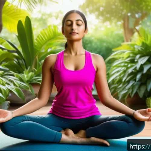Home 32 성교육과 여성 건강 - A vibrant and respectful illustration of an Indian woman practicing yoga in a serene garden setting ...