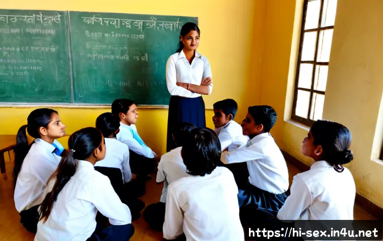 성교육과 성적 다양성 이해 - Photorealistic Indian secondary school classroom, a warm and approachable female health educator in ...